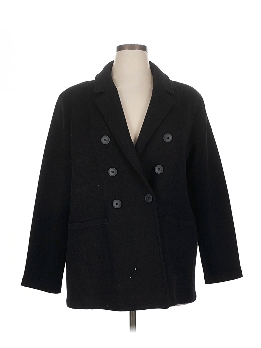 Chico's Black Double-Breasted Peacoat
